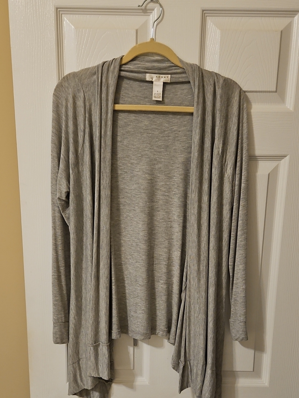 Kenar Soft Light Gray Open-Front Draped Cardigan